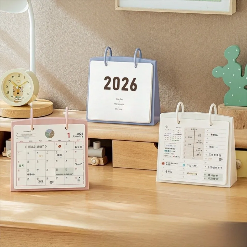 

New Simple 2026 Calendar High Appearance Thick Paper Memo Calendar Creative Knickknacks Stand Calendar School Supplies