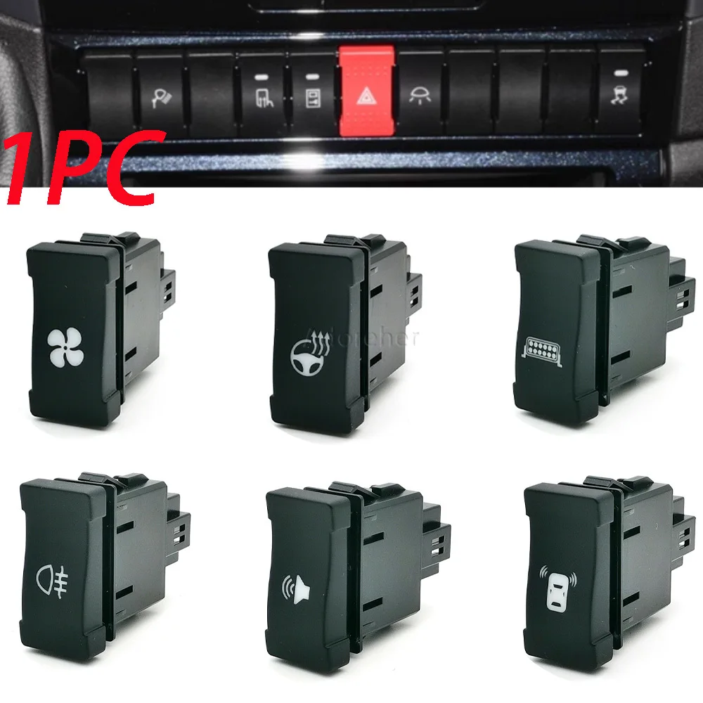 1PC Car LED DRL Radar Headlight Power On Off Front Rear Fog Light MusicSwitch Button With Wire Fit For Iveco Accessories