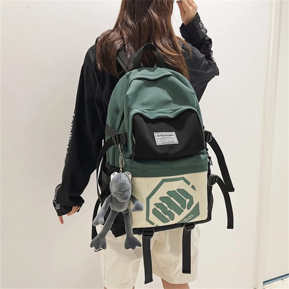 Harajuku Casual a contrasto borsa da scuola per studenti di grande capacità zaino per Laptop da donna giapponese Ins per viaggi in campeggio