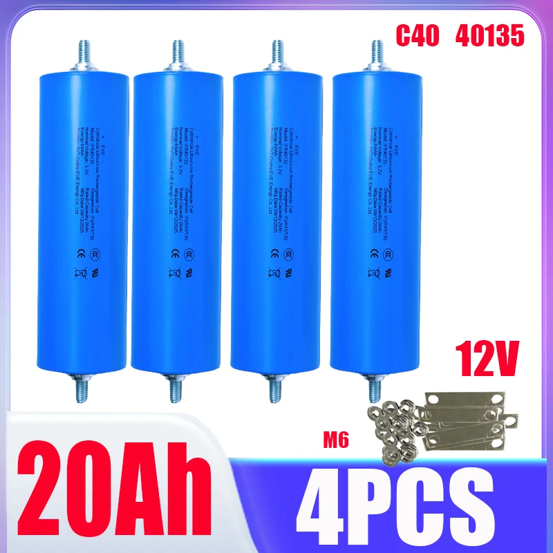 3.2V 30Ah 32Ah 20Ah LiFePO4 Batterij C40 40135 12V 24V 48V Grade A Lithium-ijzerfosfaat Motorfiets Motor Modificatie Batterij