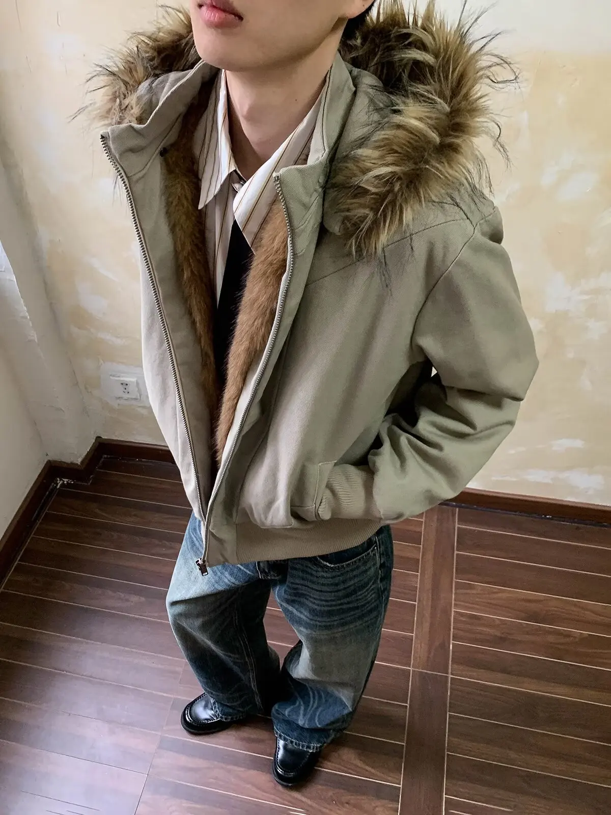 Fur Collar Big Jackets Mens Spring Military Golf Punk Pilot Built-in Warm Dept Navy Outerwear Padded Goods Track Costume Field