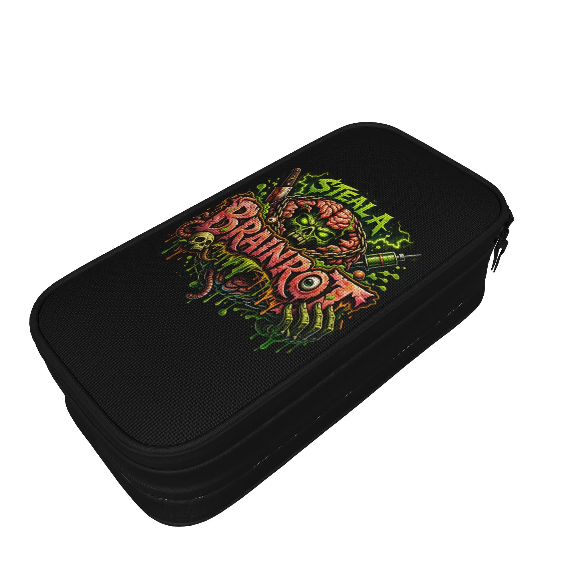 Vintage Pencil Case Steal a Brainrot Halloween  Pen Box  School Pencil Cases Girls Boys Zipper Graphic School Supplies