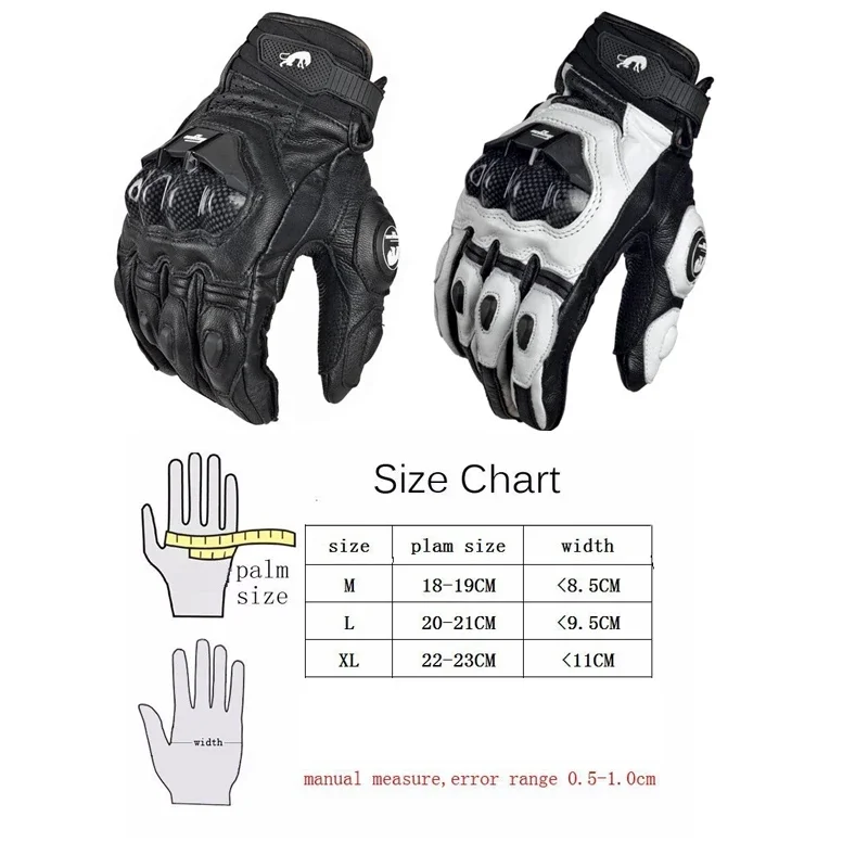 Motorcycle Gloves black Racing Genuine Leather Motorbike white Road Racing Team Glove men summer winter