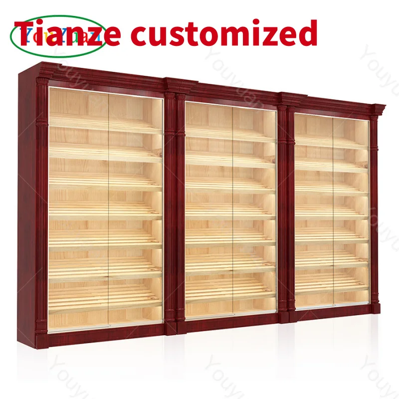 (customized)Factory custom retail cigar display showcase humidor wood cigar shop design cigar humidor cabinets smoke shop