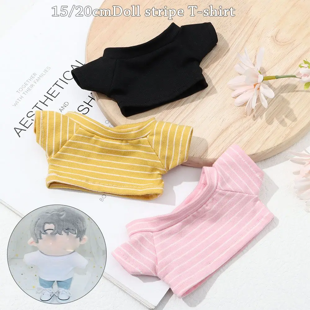 Gift Changing Dressing Game Playing House Stripes Short Sleeve Idol Doll Clothes Cotton Stuffed 20CM Doll T-shirt