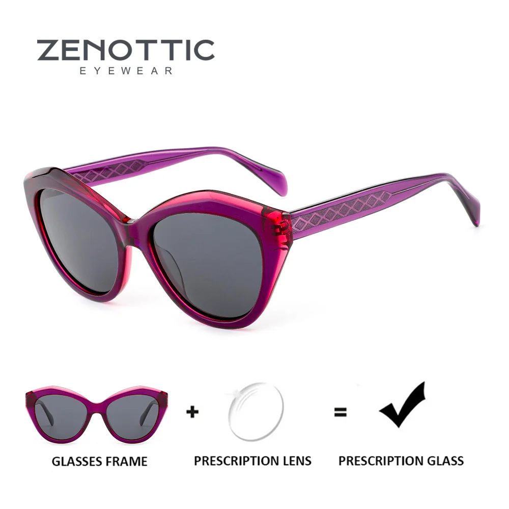 

ZENOTTIC Popular Acetate Myopia Prescription Sunglasses Women Fashion Cat Eye Uv400 Polarized Corrective Sun Glasses