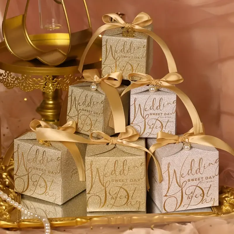 10pcs Glamorous Golden & Silvery Onion Boxes - Durable Candy & Chocolate Packaging - Ideal for Birthday, Wedding & Party Favors