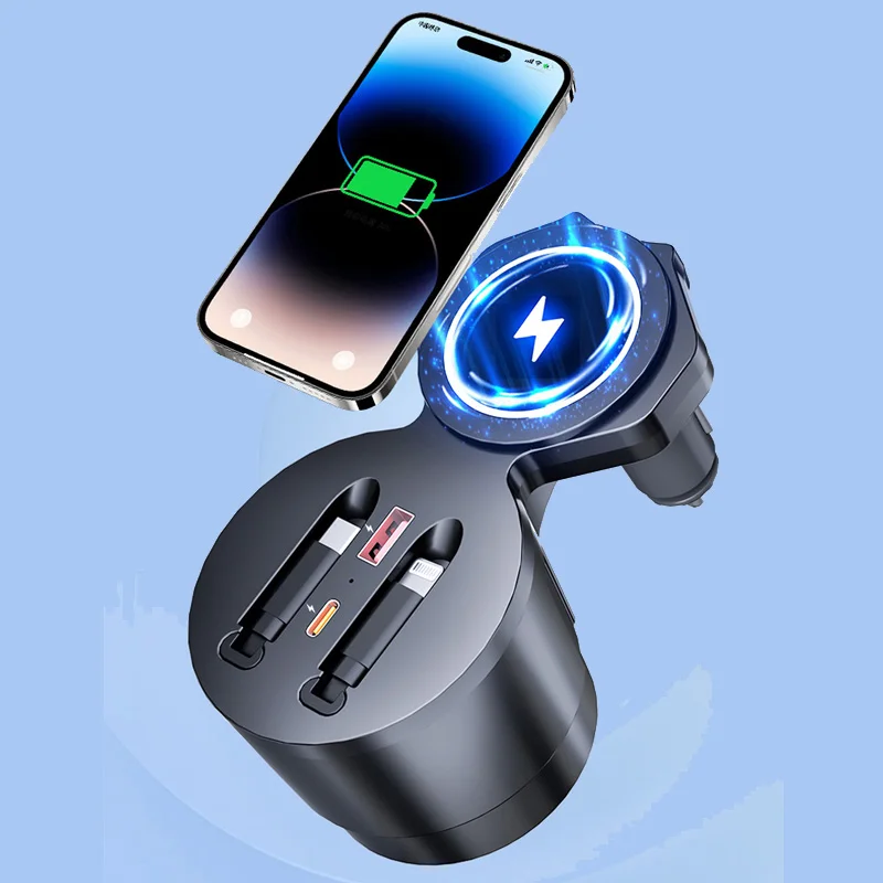 Car Magnetic adsorption Wireless Charging For Audi A6L A7L RS6 RS7 C8 2019-2024 Phone USB Type-c Fast Charging Power Expansion