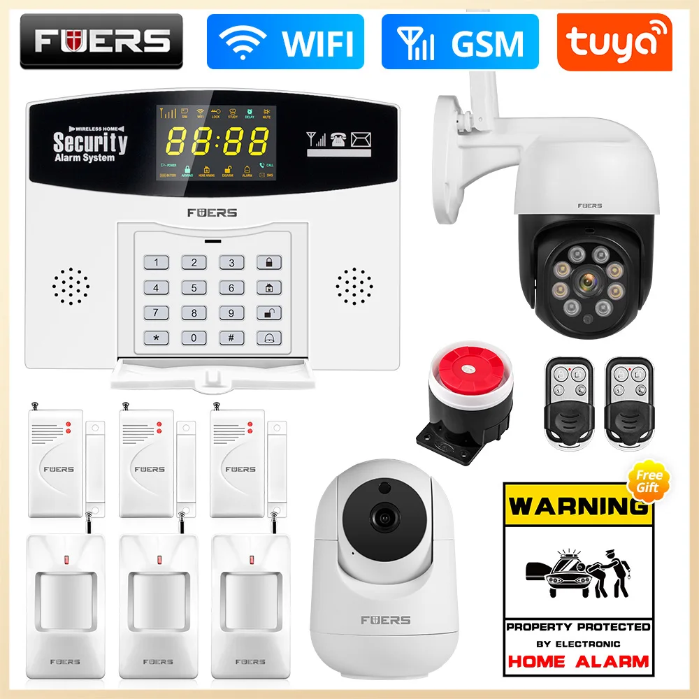 

Fuers W210 Tuya Smart WIFI Home Alarm System 433 MHZ Wireless & Wired Zone Zone Compatible with Alexa Google Motion Sensor