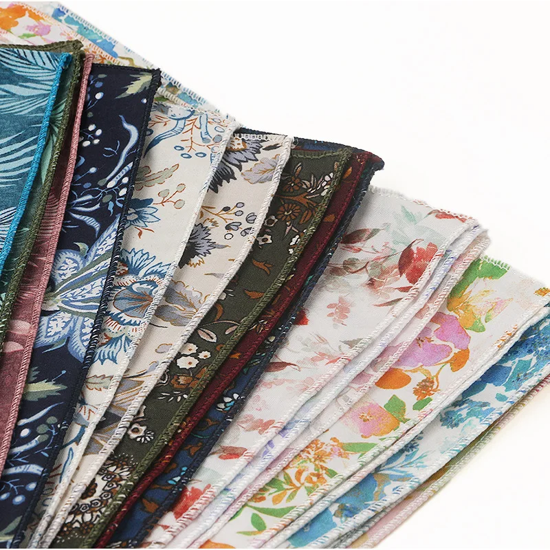 5 قطعة منشفة جيب قطنية زهرة أدبية ورجعية اللون الأعمال عادية متعددة الاستخدامات مربعة حمل 23*23 سنتيمتر