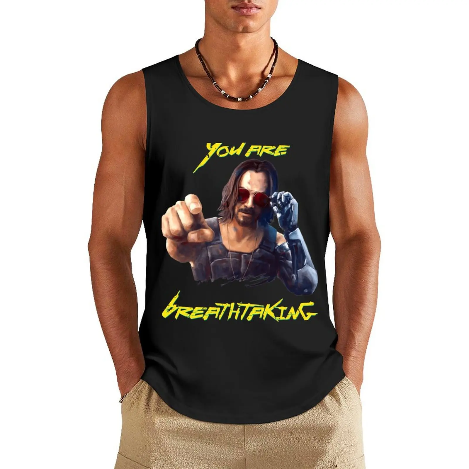 

Cyberpunk You're Breathtaking, Keanu, Johnny Silverhand Tank Top Men's summer clothes 2025 sports t-shirts for men