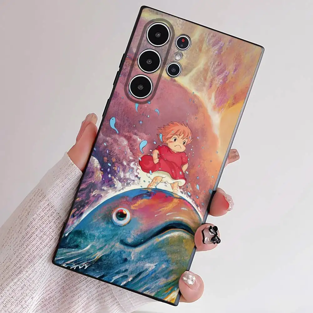 A-P-P-PonyoS على C-CliffS أنيمي جراب هاتف للهاتف S سلسلة s21 s22 s23 s24 s25 FE Plus Ultra TPU لينة إلى جراب صديق للبشرة