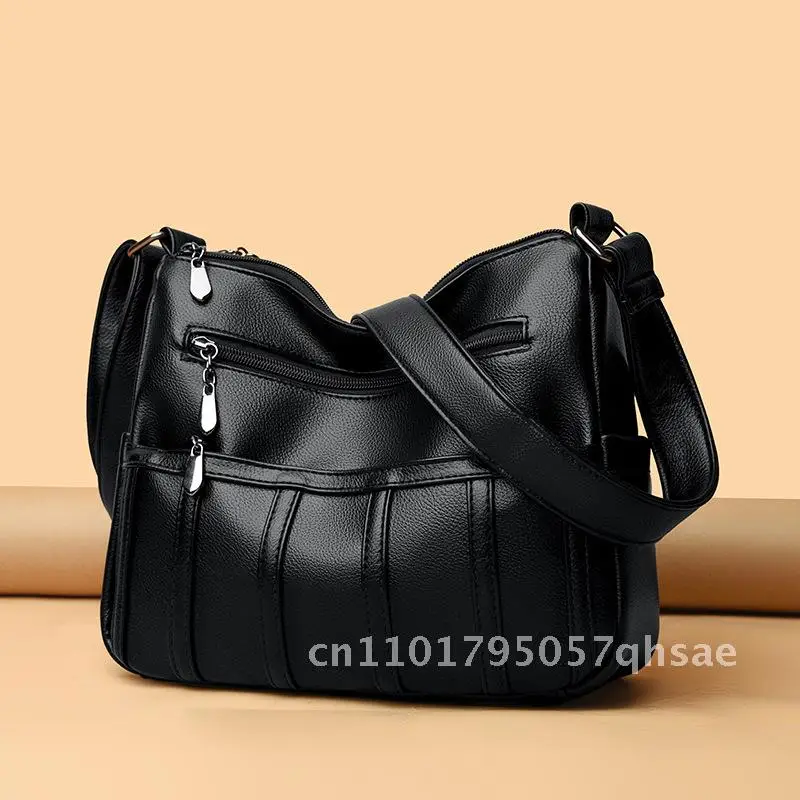 Women's High-End Fashionable Large Capacity Shoulder Crossbody Bag Trendy Urban Minimalist PU Bag with Zipper Buckle