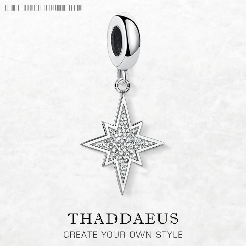 Shining Star Dangle Charm Pendant Pure Sterling Silver 925 Fashion Jewelry Women Men Trendy Gift