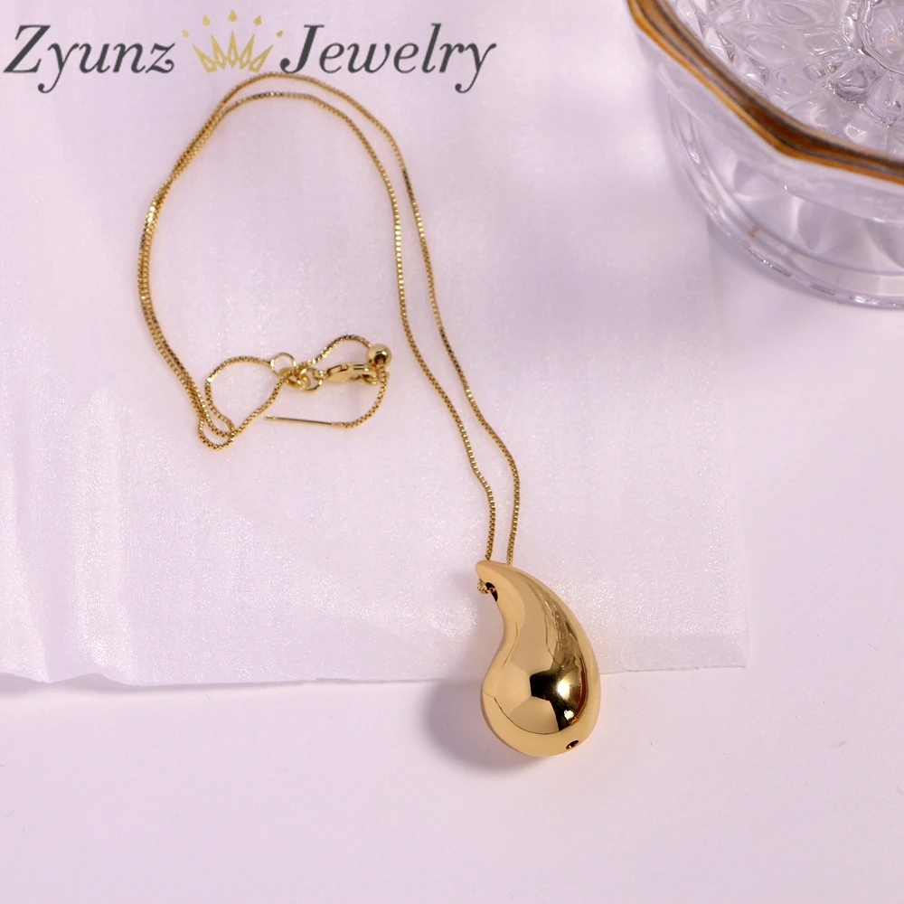 5pcs, Vintage Gold Color Plated Chunky Dome Drop Necklaces for Women Fashion Glossy Thick Teardrop Necklace Jewelry Gift