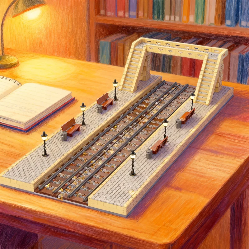 

3939pcs MOC Train Station Platform City Trains Model Building Blocks DIY Gift Creative Collectible Display Decor Premium Adult