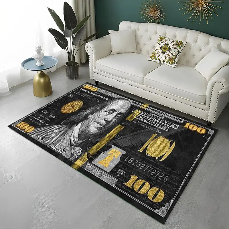 Classic Money Dollar Euro Cartoon Large Area Rug Non-slip Carpet for Bedroom Living Room Sofa Doormat Home Decor Floor Mat Gift