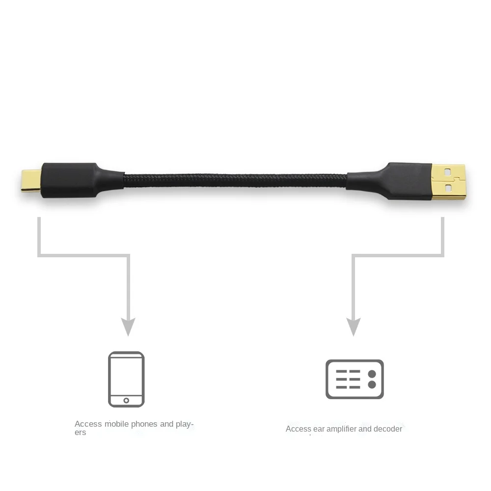 Usb tipo-a para tipo-c macho para macho otg cabo de dados decodificação dac fone de ouvido amplificador player linha de áudio USB-C a USB-A 10cm-100cm