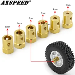 AXSPEED 4 SZTUK Mosiężne złącze sześciokątne Adapter koła z tuleją sześciokątną Złącze opony 3/4/5/6/7/8/mm do części zamiennych do łodzi RC