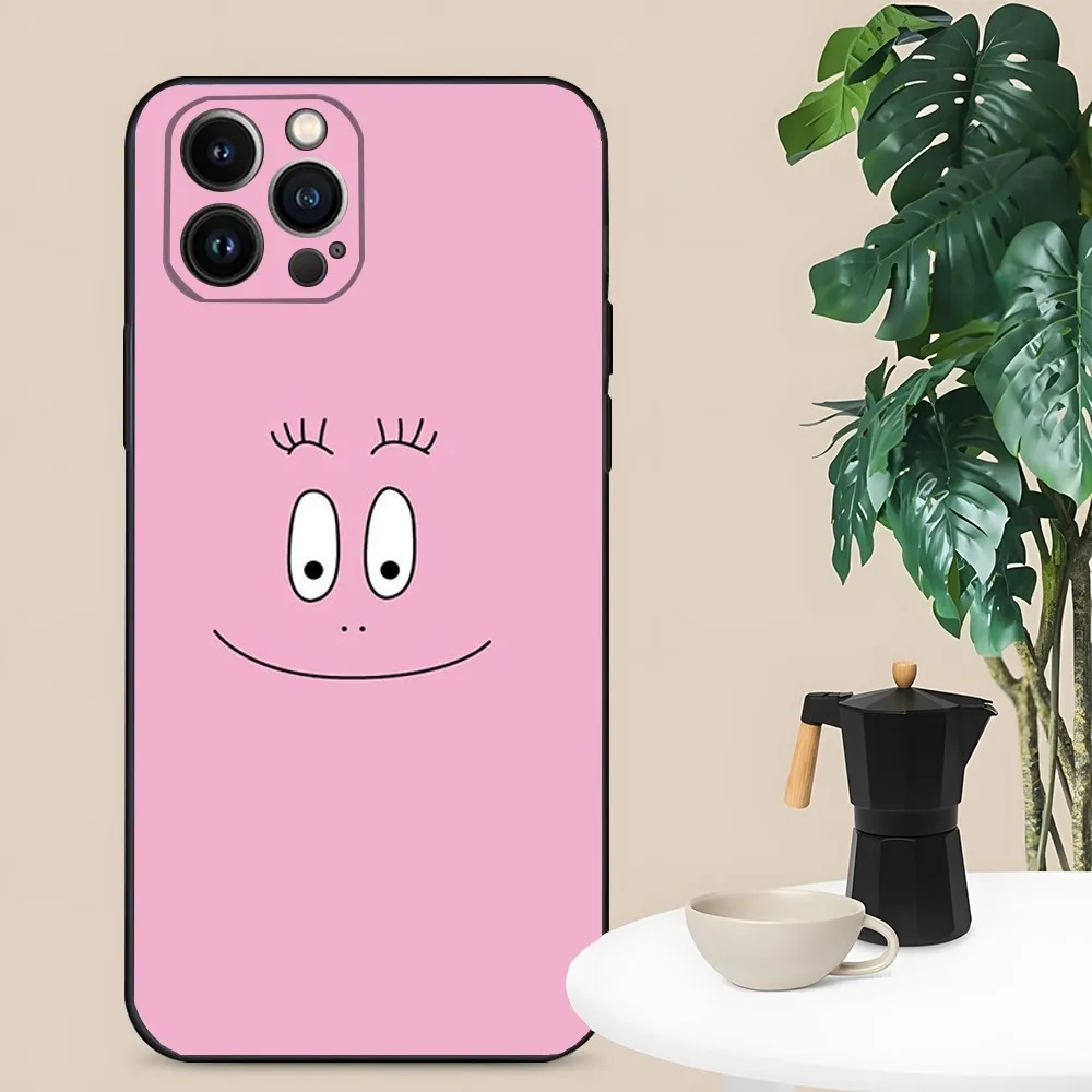 Etui na telefon B- Barbapapa-S Cartoon do iPhone 16,15,14,13,12,11, Plus, Pro Max, XS, XR, SE, Mini, 8,7 Miękki silikonowy pokrowiec w kolorze czarnym