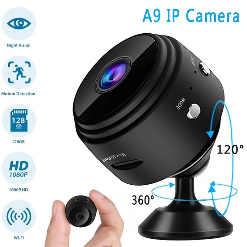 Câmera Mini A9 1080P, Câmera IP de Segurança para Casa Inteligente, Câmera Mini Magnética Sem Fio para Vigilância, Câmeras IP WiFi