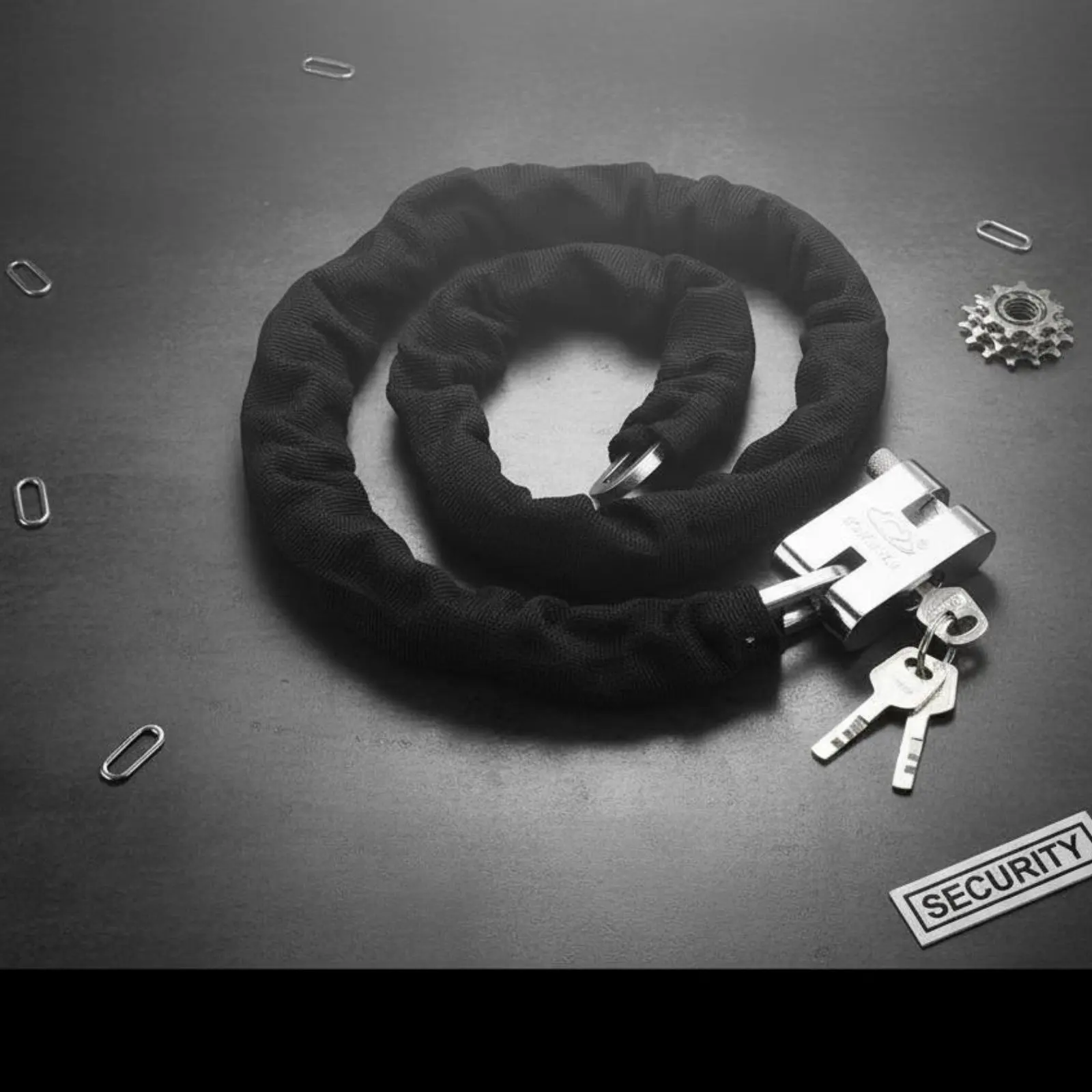 Chain Lock with Soft Cloth Sleeve Heavy Duty Anti-theft Security Hardware for Motorcycle or Glass Door