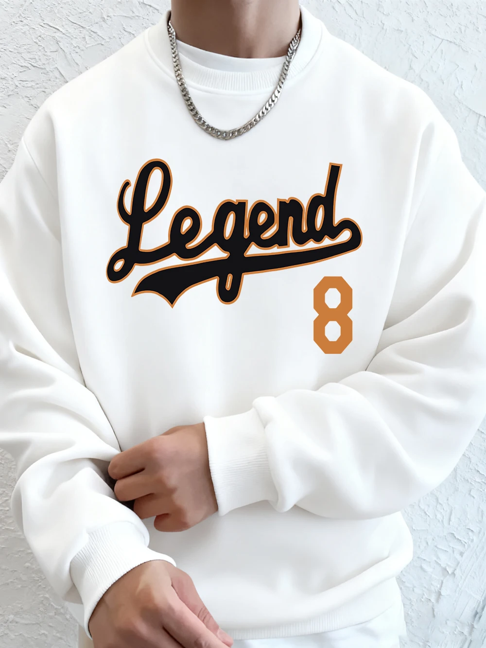 

Мужские толстовки с буквенным принтом Legend 8, осенние флисовые теплые толстовки, повседневная уличная одежда большого размера с круглым вырезом, спортивная мужская одежда