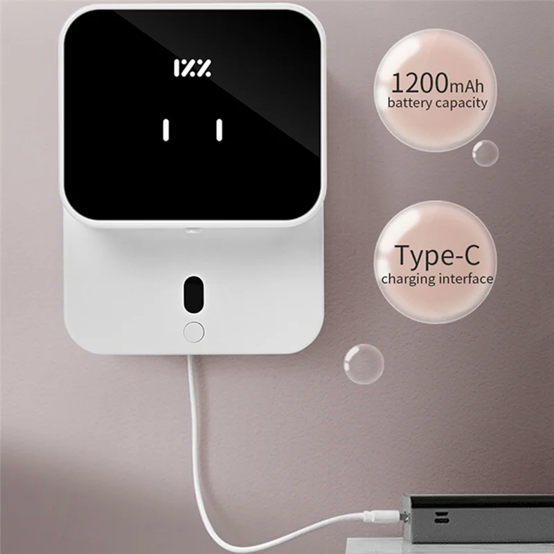 BAAO-Dispensador de sabão com sensor automático Dispensador de espuma automático recarregável montado na parede