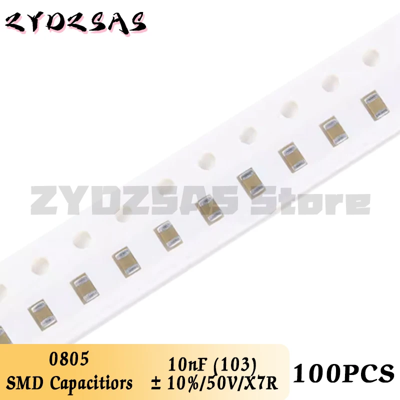 Capacitor SMD 0805 10NF 103K 50V, precisão ± 10%