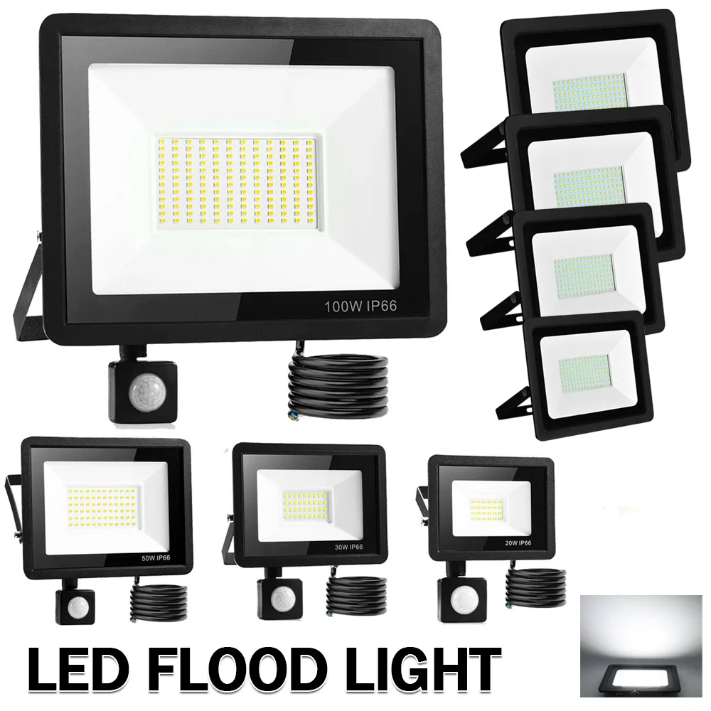 Led Flood Outdoor Motion Sensor Light 220V 10W 20W 30W 50W 100W Spotlight Detector Projector Lamps Waterproof Ip66 Led Focus