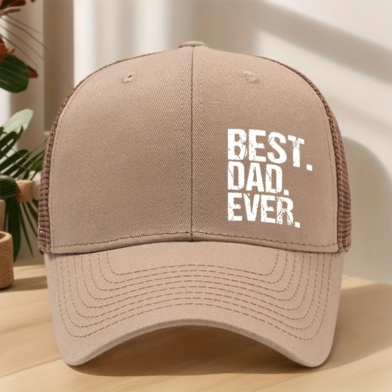 BEST.DAD.EVER Baseball Cap Adjustable Snapback Hat Breathable Mesh Back Sweat-Wicking Outdoor Casual Dad Gifts Letter Print Cap