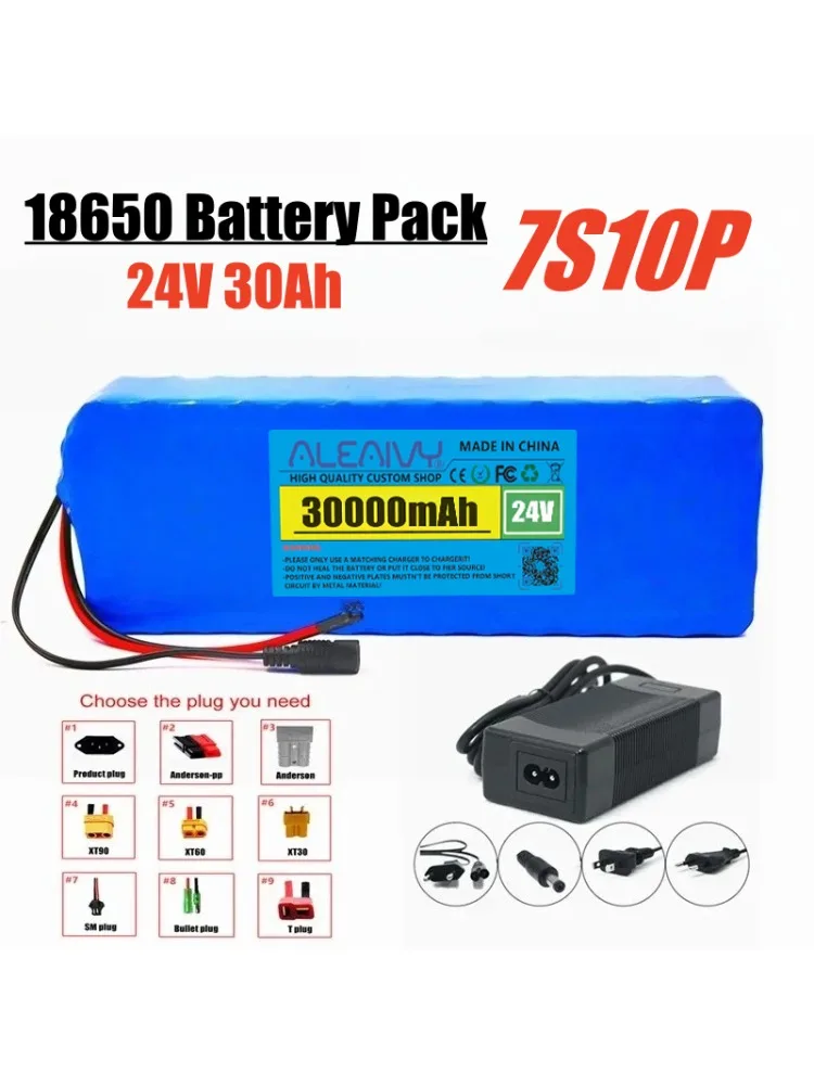 2025 NEU 7S10P 24 V 30 Ah 18650 Lithium-Akku 29,4 V 30000 mAh Lithium-Ionen-Akku mit Ladegerät