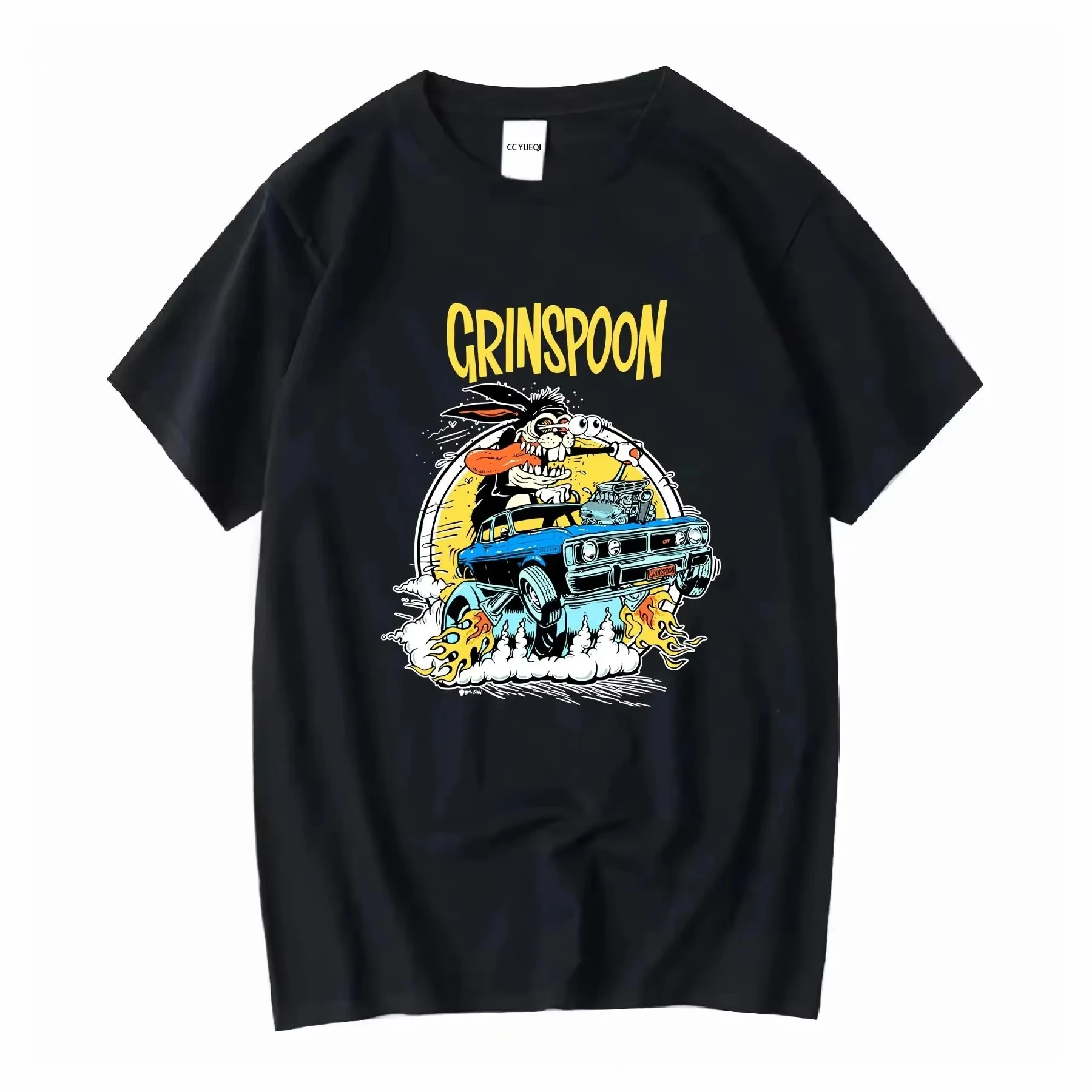 

Grinspoon T Shirt Medium Long Sleeves Vintage Washed Soft Comfortable Homme Graphic Fashion Top for Everyday Wear Slightly Y2k