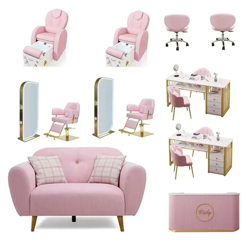 New Beauty pink salon chairs salon furniture salon chair Modern manicure Electric massage Pedicure chairs luxury pink sets