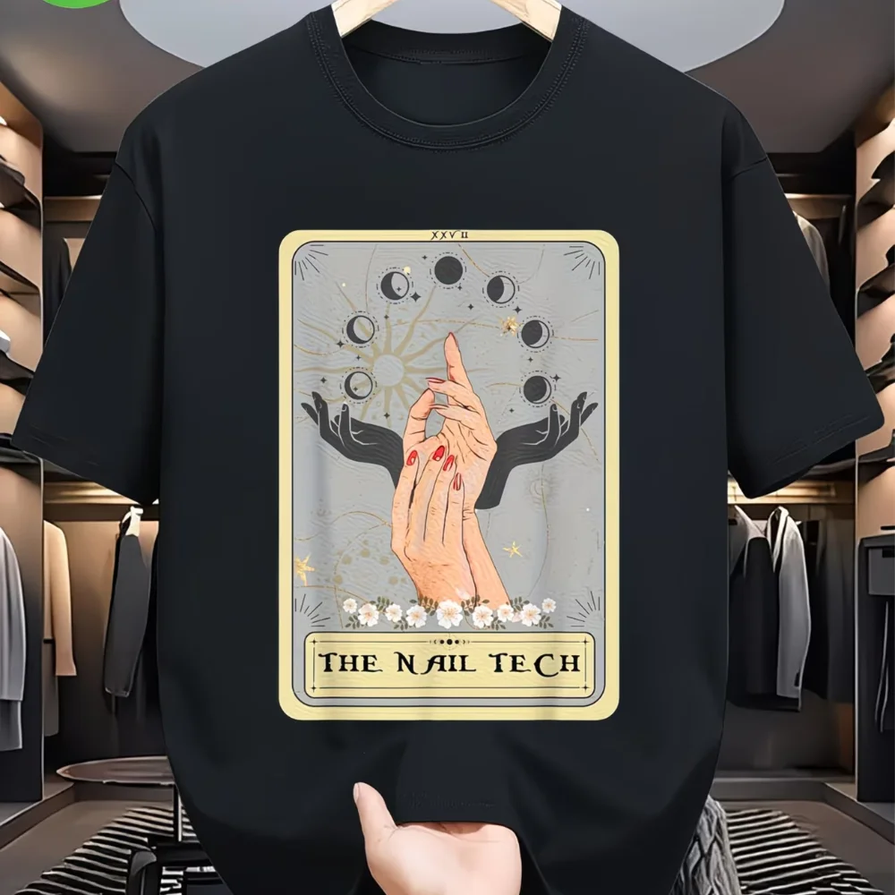 Nail Tech Graphic Men's T Shirt Cotton Tee Women Summer Novelty Oversize Casual Horror Meme Loose Clothing Casual Trendy Top
