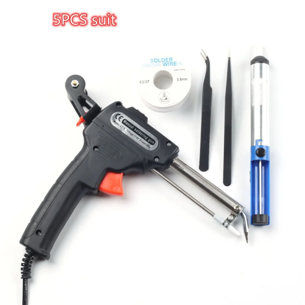 Imagem -03 - Ferro de Solda Elétrico Manual Aquecimento Interno Envio Automático Pistola de Lata Ferramentas de Reparação de Solda 110v 220v 60w us eu Plug