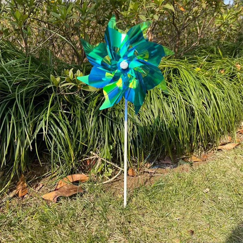 Reflective Pinwheels Wind Spinner, Extra Sparkly Pinwheel With Stakes, Bird Repellent Blinder Devices