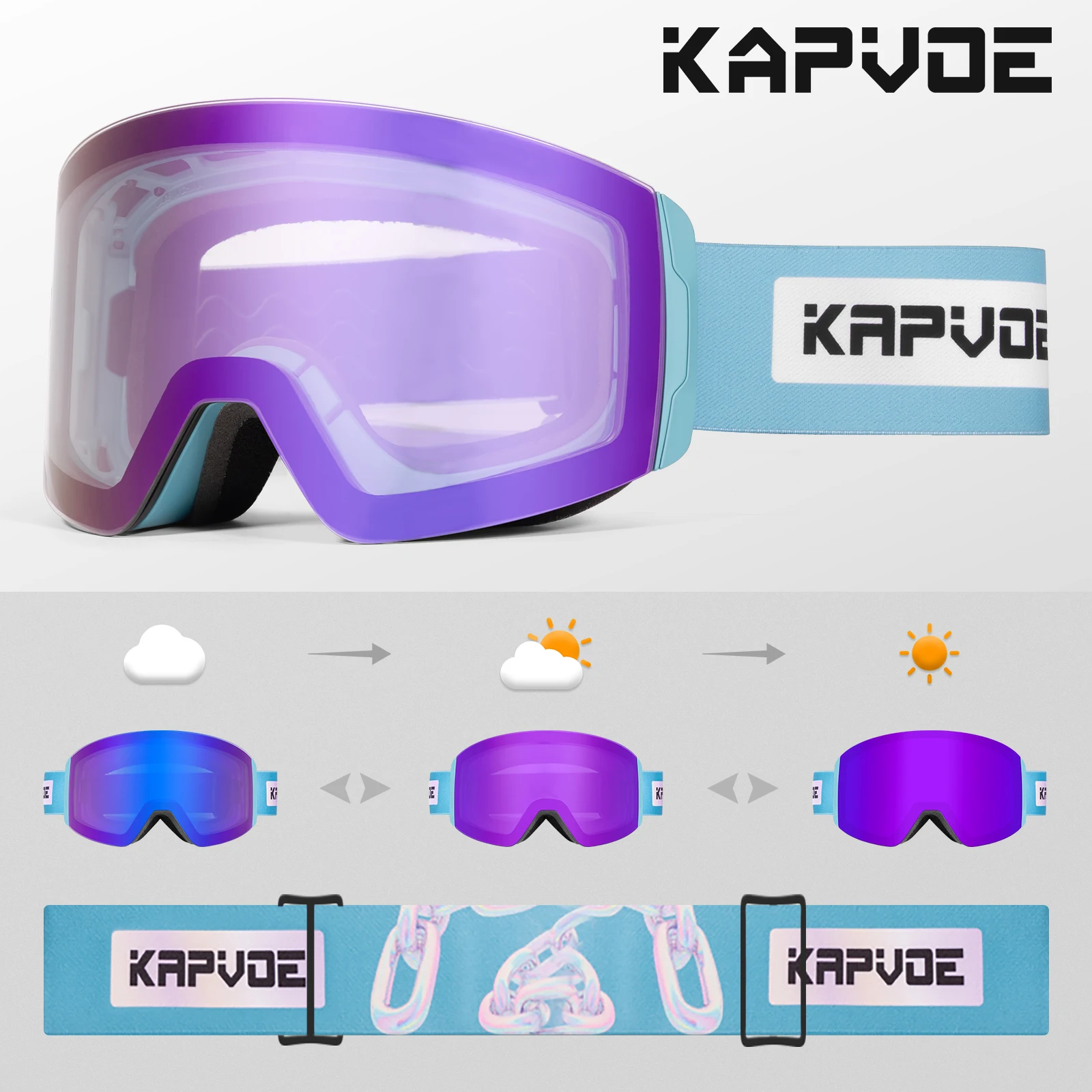 Kapvoe красные фотохромные зимние очки с магнитными противотуманными линзами UV400 защита мужские и женские лыжные очки зимние очки для снего велосипеда