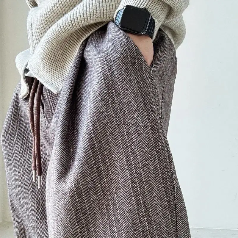 

2025 American loose and comfortable youth trendy casual trousers new trendy men straight wide-leg trousers
