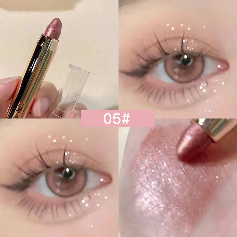 Fine Glitter Eye Shadow Pen Sparkling Pearl Highlighter Eye Face Nose Brightening Highlighter Natural Silkworm Pen Makeup