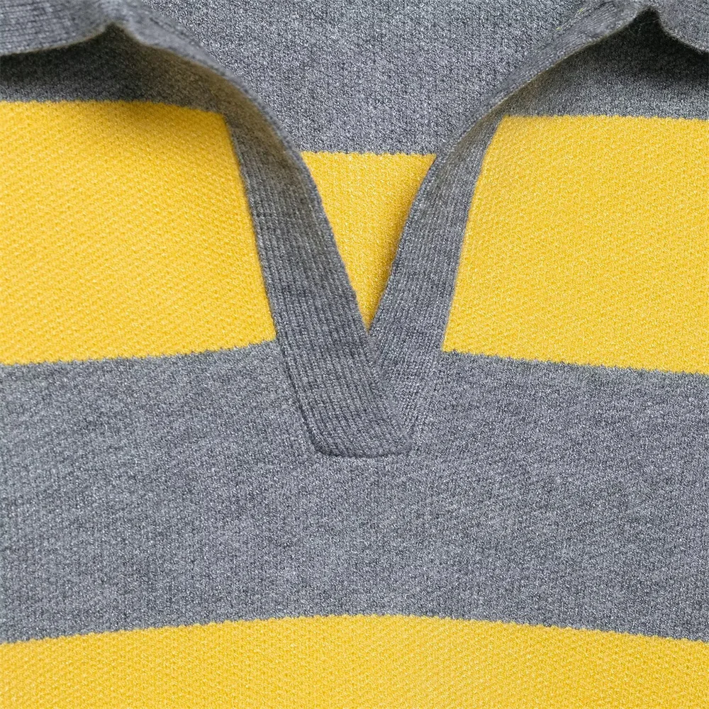 Autumn new women's clothing sweet and fashionable loose POLO collar striped knit sweater for women