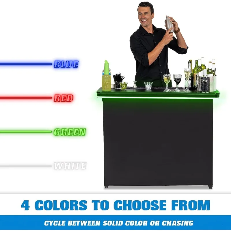 Commercial Grade Portable Bar Table - Mobile Bartender Station for Events - Includes Black Skirt and Carry Case - Stan