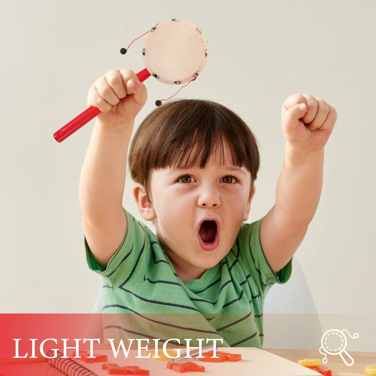 2 pçs brinquedos chocalho tambor instrumento musical tradicional chinês bebê agitação de madeira para