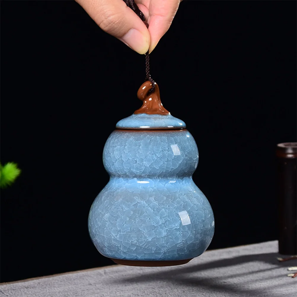 

Gourd Containers Porcelain Tea Storage Jar Food with Lids Sealed Ceramic Canister