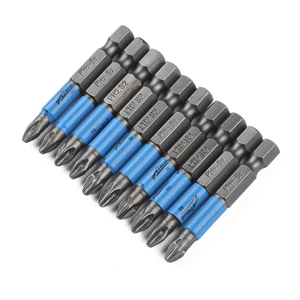 

10Pcs Ph2 S2 Steel Magnetic Screwdriver Bits Anti Electric Tip High Hardness Durable for Hand Drill Electronic Repair