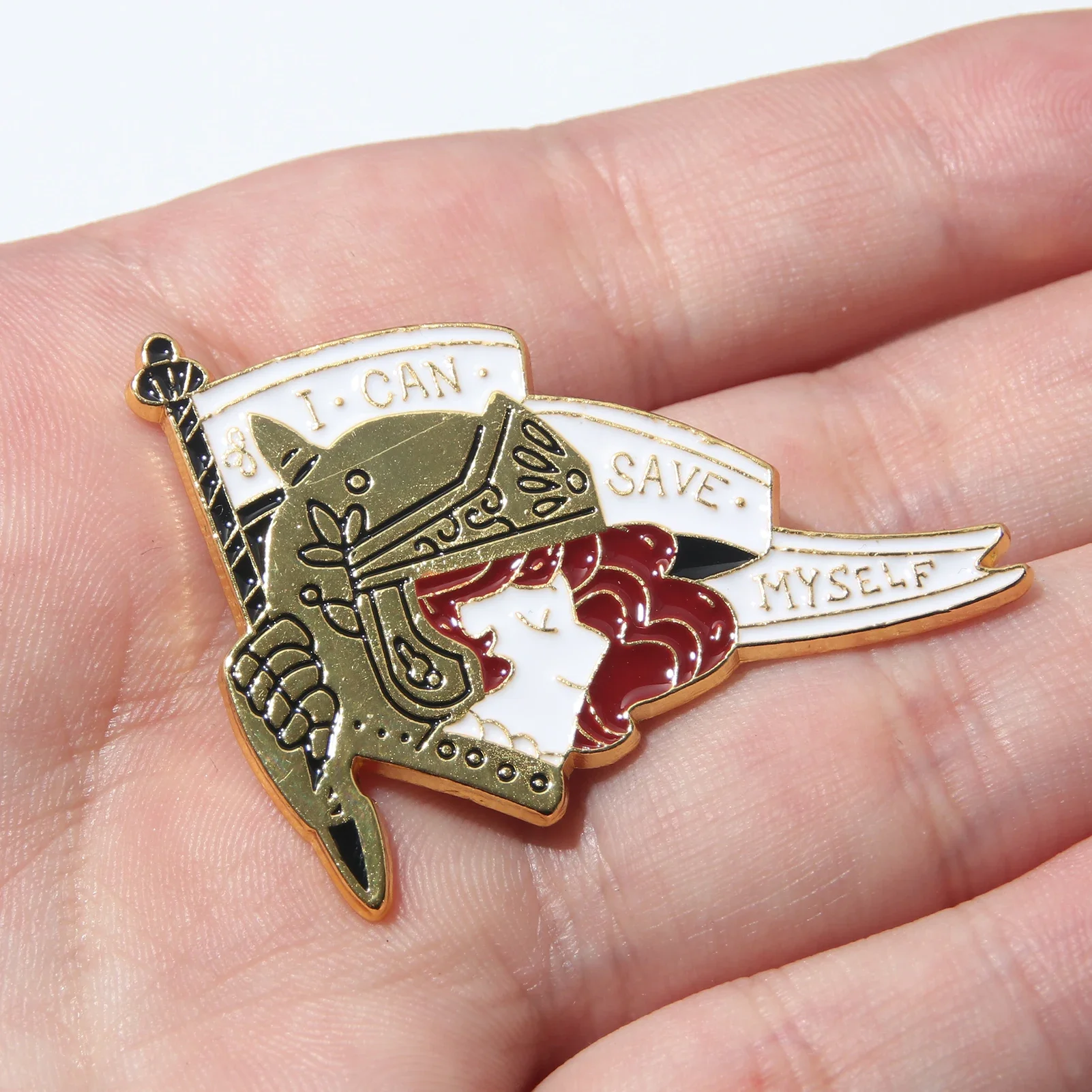 Woman Power Enamel Brooch I Can Save Myself Cartoon Pins Feminist Badge Jewelry Accessories Gift for Woman Friends