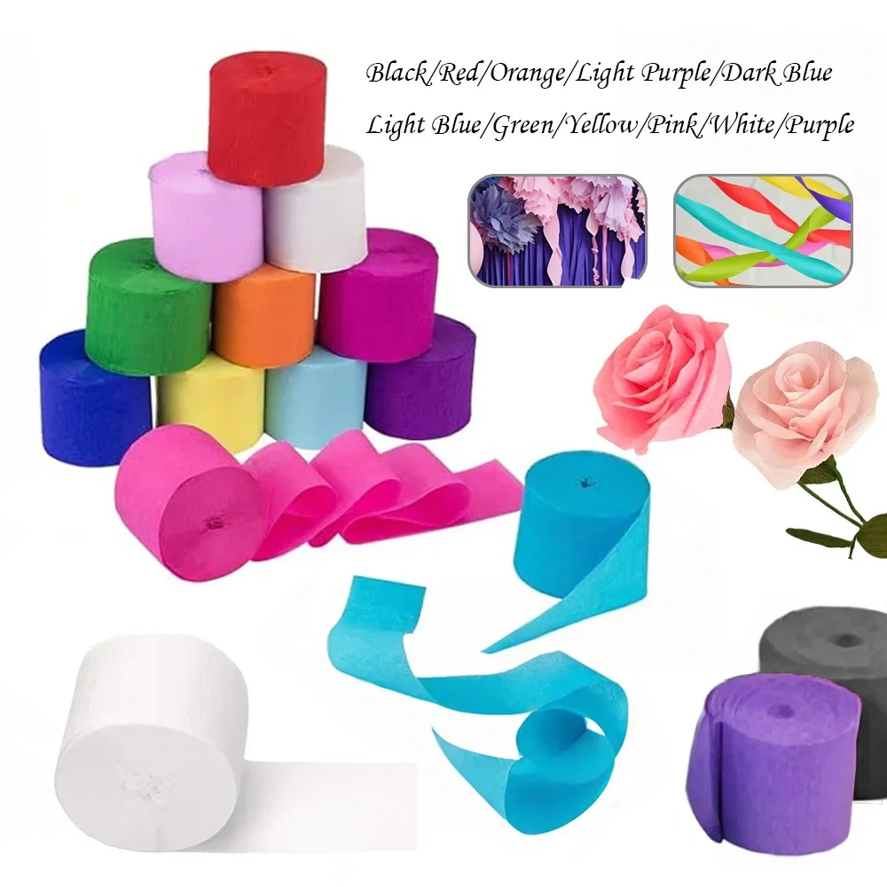 1Pcs Crepe Paper Streamers 4.5cm x 25Meters Tissue Paper Roll,Flower Craft Making Birthday Wedding Party Backdrop DIY Decoration
