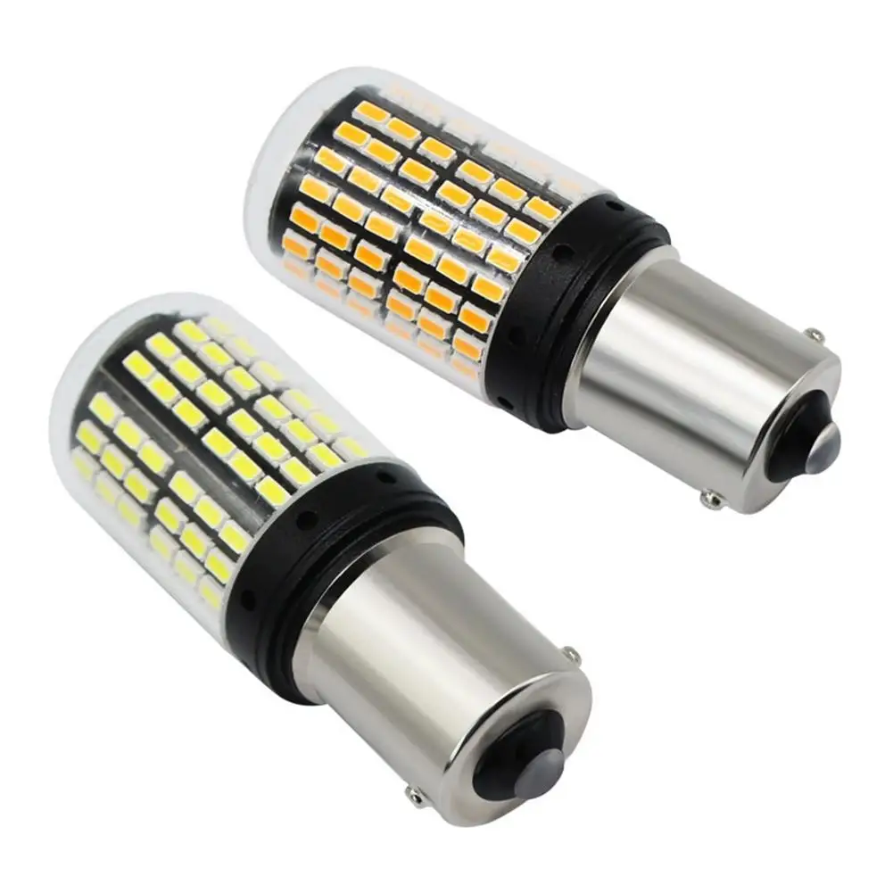 2PCS 1156 BA15S P21W BAU15S PY21W 7440 W21W P21/5W 1157 BAY15D 7443 3157 LED Bulbs 144smd CanBus Lamp Reverse Turn Signal Light