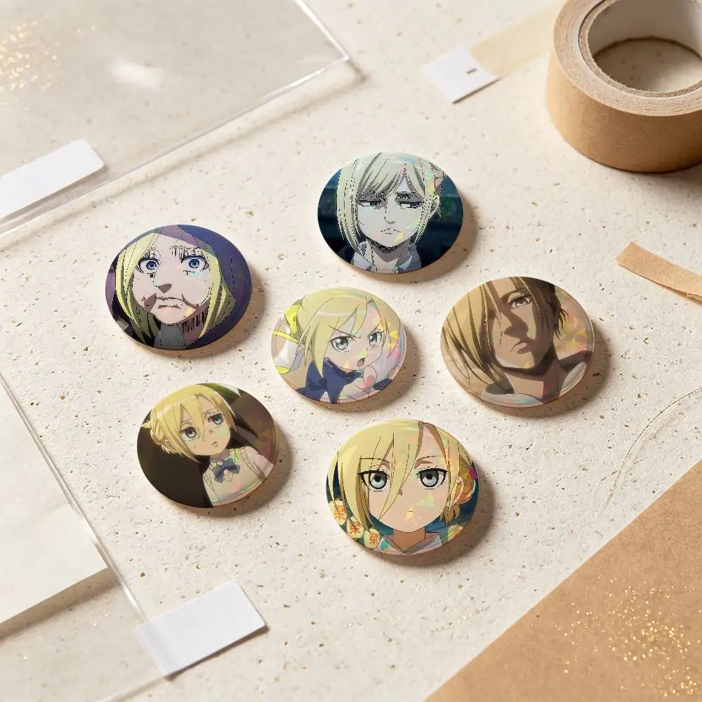 Annie Leonhart Anime Figure Badges Button Round Creative Pin Brooch Badge Bag Decor Accessories Fans Collect Friends Gifts