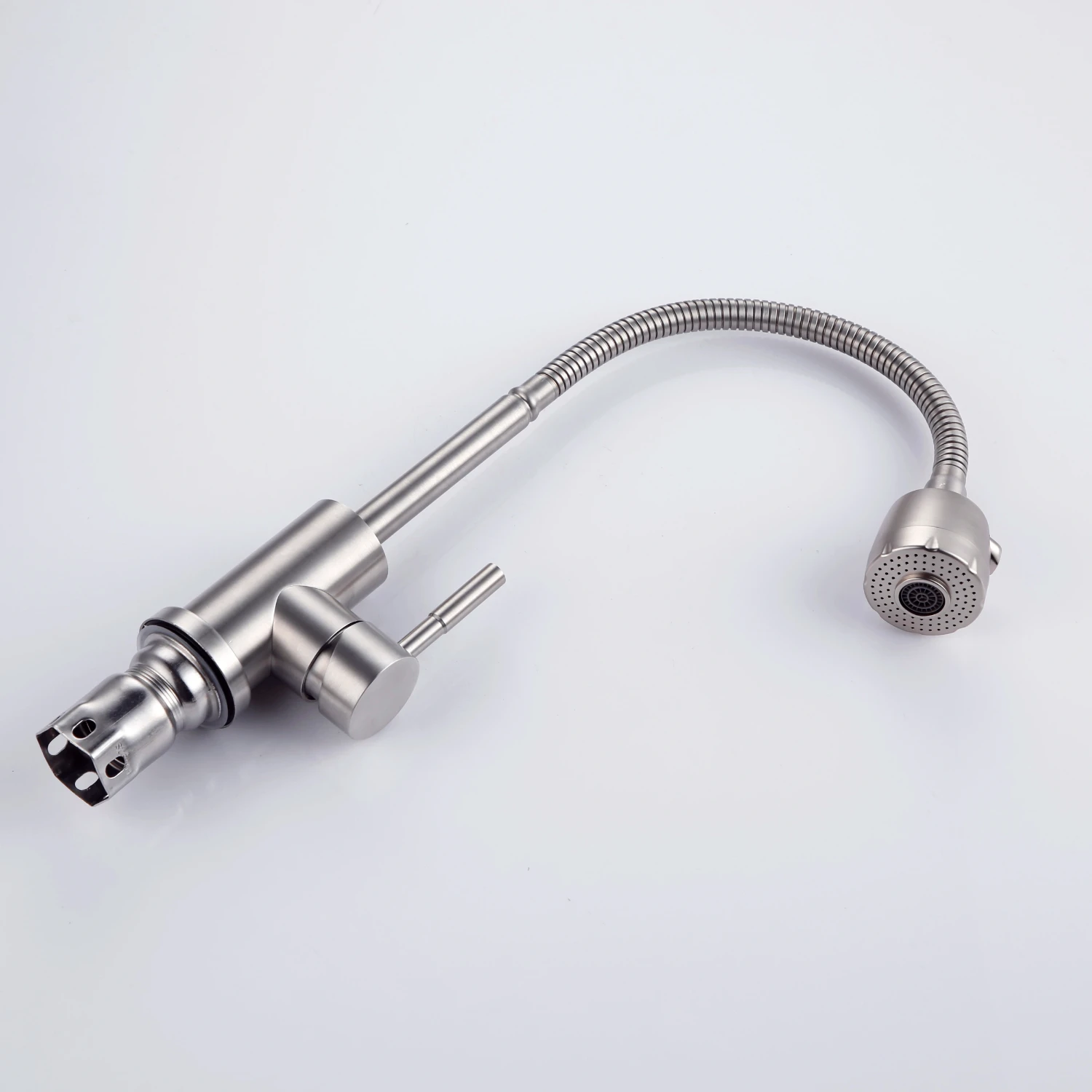 Flexible Single lever Hole Mixer Cold and Hot Water Tap Stainless steel Brushed Sink On-board installation Kitchen Faucet